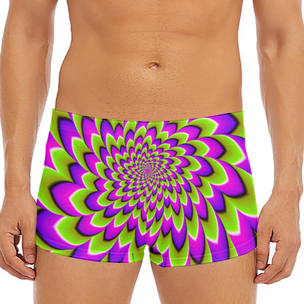 Green Expansion Moving Optical Illusion Men's Short Boxer Briefs