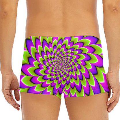 Green Expansion Moving Optical Illusion Men's Short Boxer Briefs