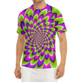Green Expansion Moving Optical Illusion Men's Short Sleeve Rash Guard