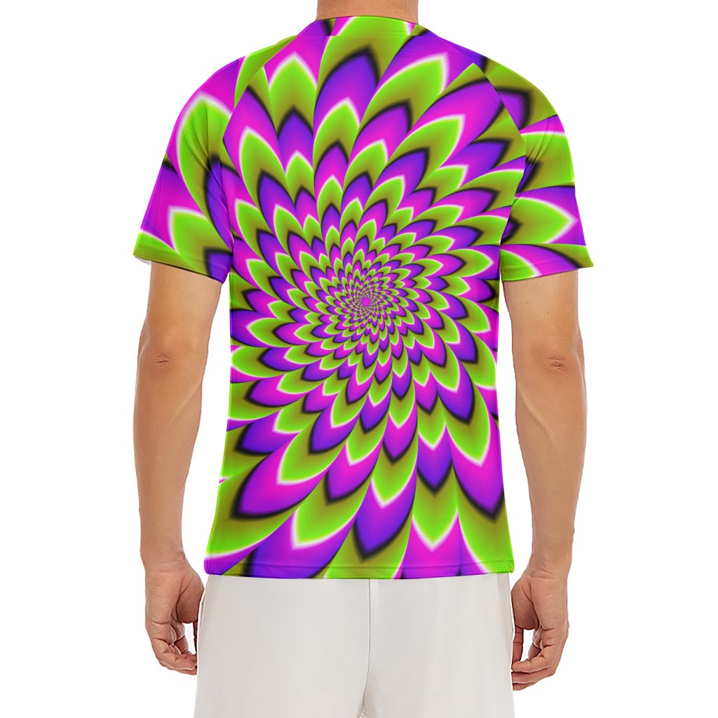Green Expansion Moving Optical Illusion Men's Short Sleeve Rash Guard