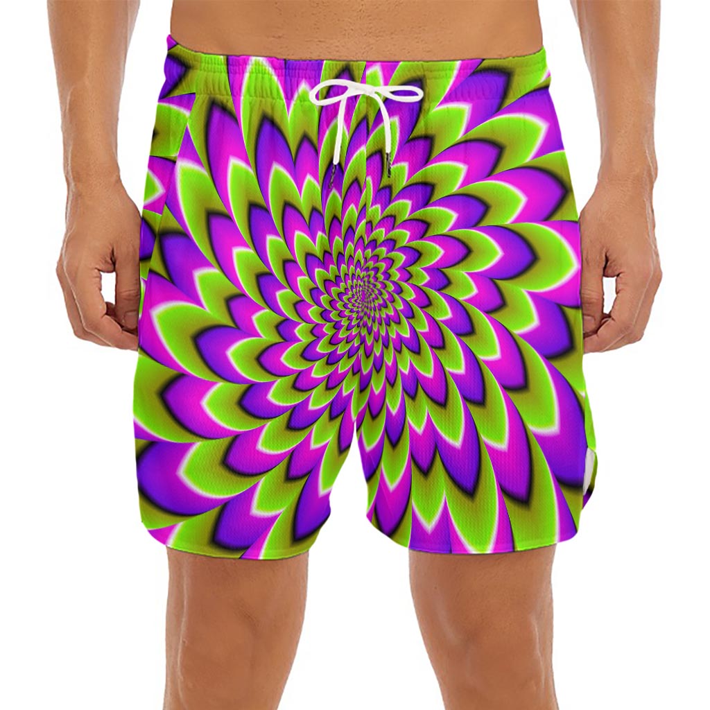 Green Expansion Moving Optical Illusion Men's Split Running Shorts