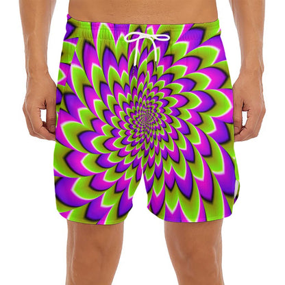 Green Expansion Moving Optical Illusion Men's Split Running Shorts