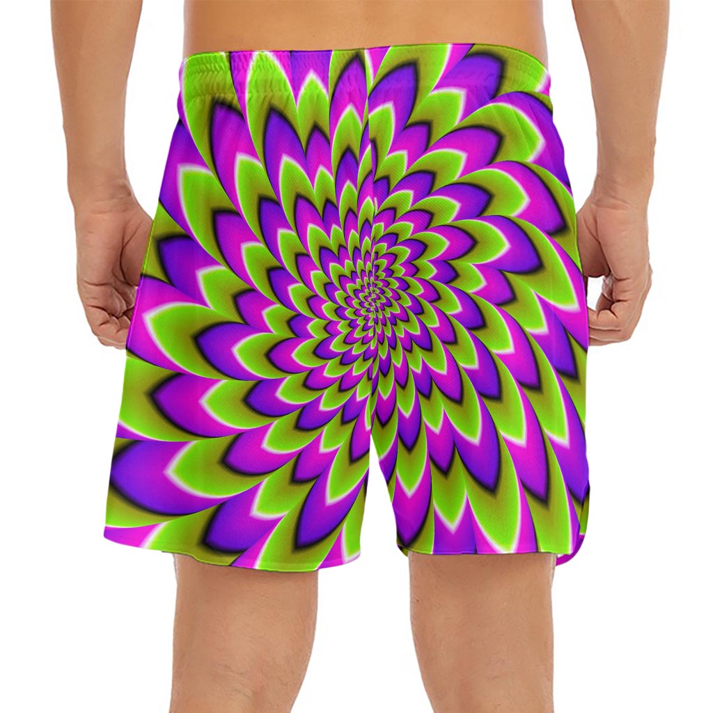 Green Expansion Moving Optical Illusion Men's Split Running Shorts
