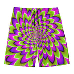 Green Expansion Moving Optical Illusion Men's Swim Trunks