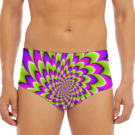 Green Expansion Moving Optical Illusion Men's Triangle Swim Briefs