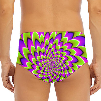 Green Expansion Moving Optical Illusion Men's Triangle Swim Briefs