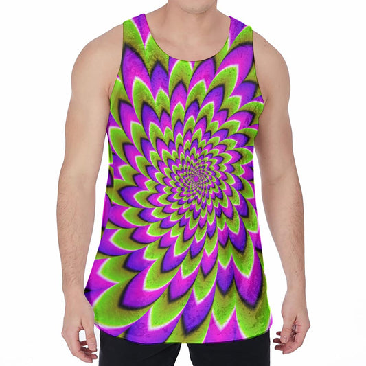 Green Expansion Moving Optical Illusion Men's Velvet Tank Top