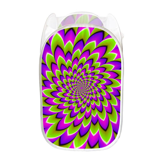 Green Expansion Moving Optical Illusion Mesh Laundry Hamper