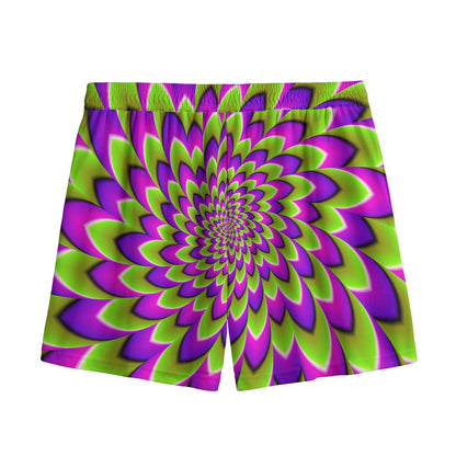 Green Expansion Moving Optical Illusion Mesh Shorts