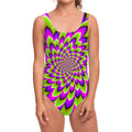 Green Expansion Moving Optical Illusion One Piece Swimsuit