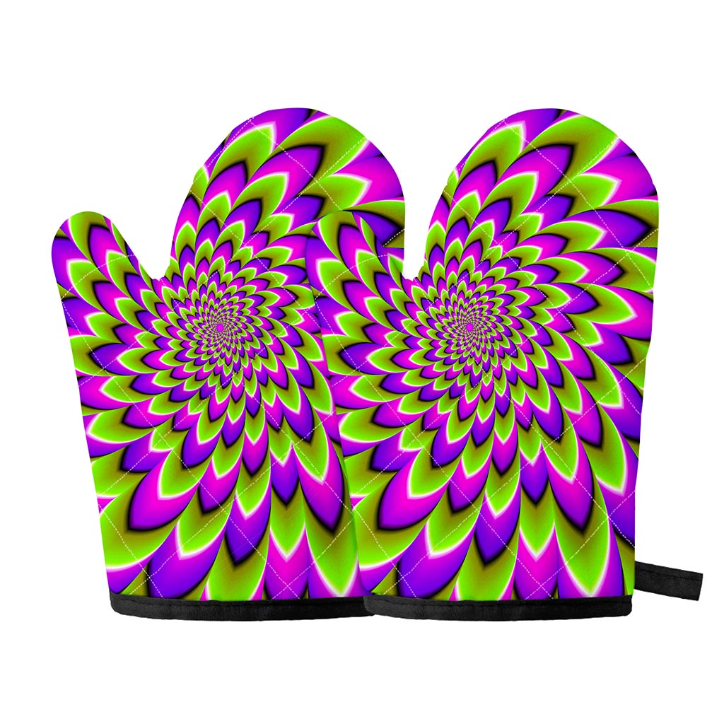 Green Expansion Moving Optical Illusion Oven Mitts