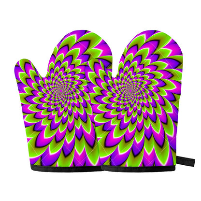 Green Expansion Moving Optical Illusion Oven Mitts