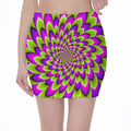 Green Expansion Moving Optical Illusion Pencil Mini Skirt