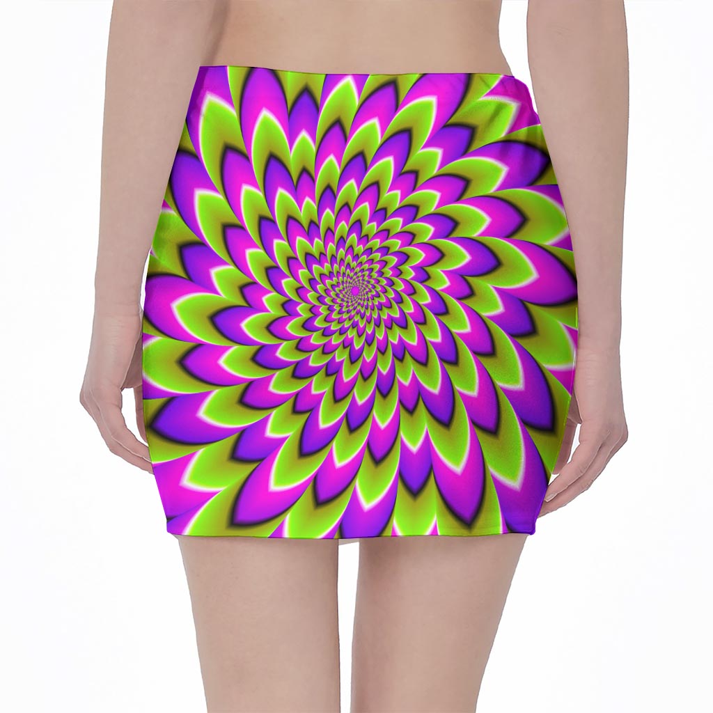 Green Expansion Moving Optical Illusion Pencil Mini Skirt