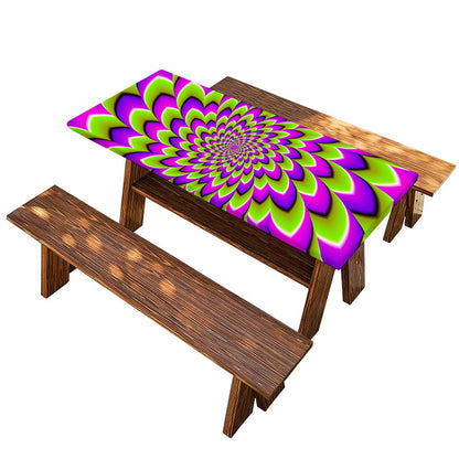 Green Expansion Moving Optical Illusion Picnic Table Cover