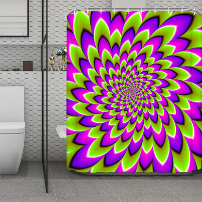 Green Expansion Moving Optical Illusion Polyester Shower Curtain