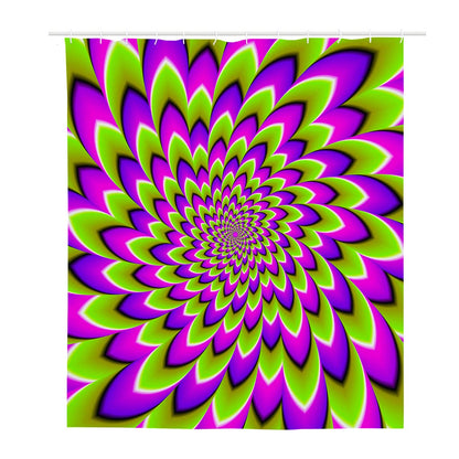 Green Expansion Moving Optical Illusion Polyester Shower Curtain