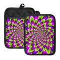 Green Expansion Moving Optical Illusion Pot Holders With Pocket