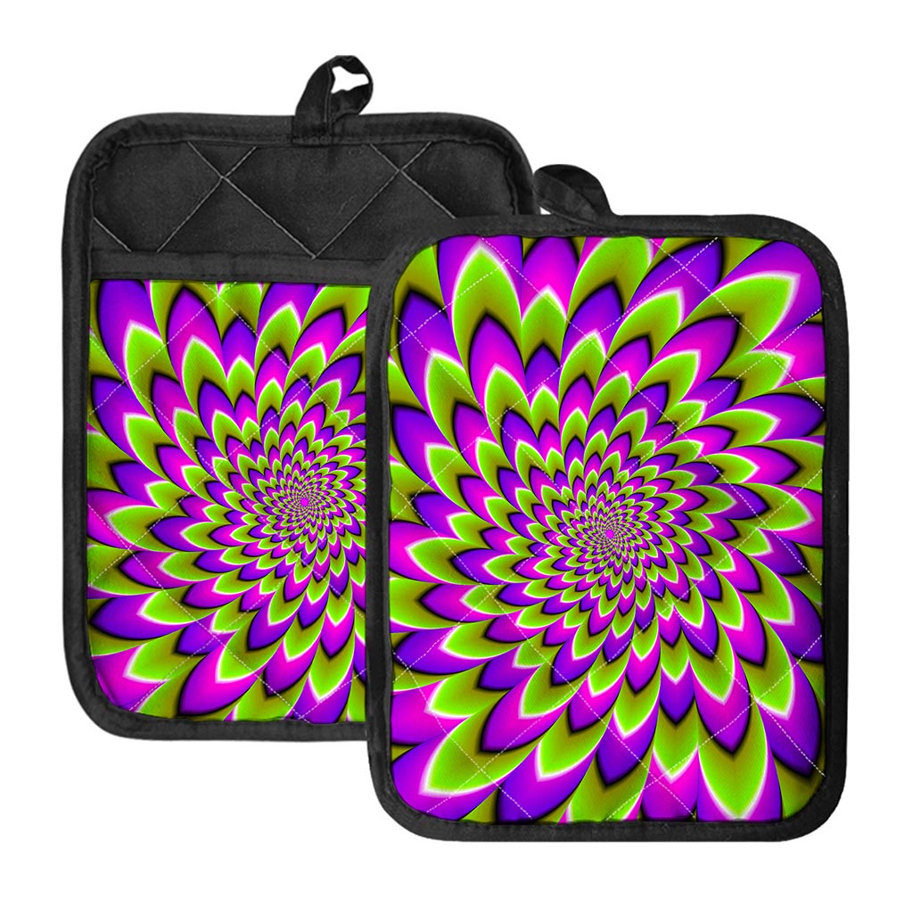 Green Expansion Moving Optical Illusion Pot Holders With Pocket