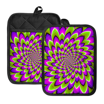 Green Expansion Moving Optical Illusion Pot Holders With Pocket