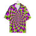 Green Expansion Moving Optical Illusion Rayon Hawaiian Shirt
