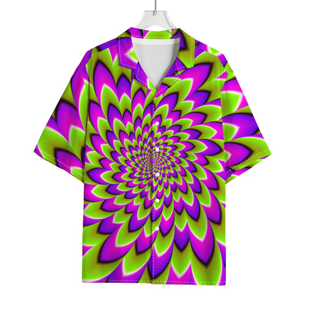 Green Expansion Moving Optical Illusion Rayon Hawaiian Shirt