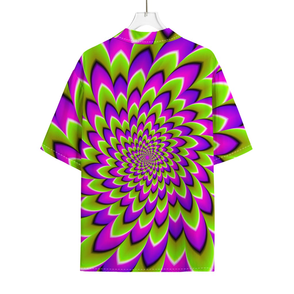 Green Expansion Moving Optical Illusion Rayon Hawaiian Shirt