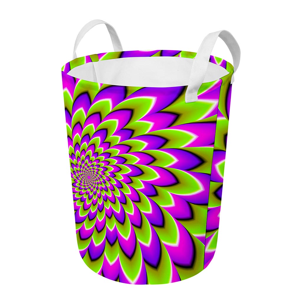 Green Expansion Moving Optical Illusion Round Laundry Basket