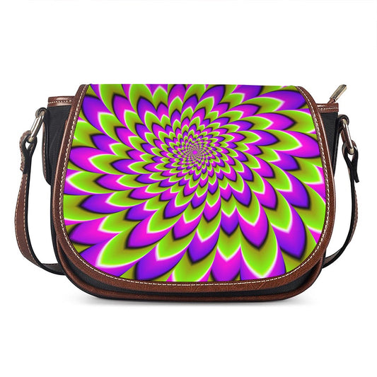 Green Expansion Moving Optical Illusion Saddle Bag