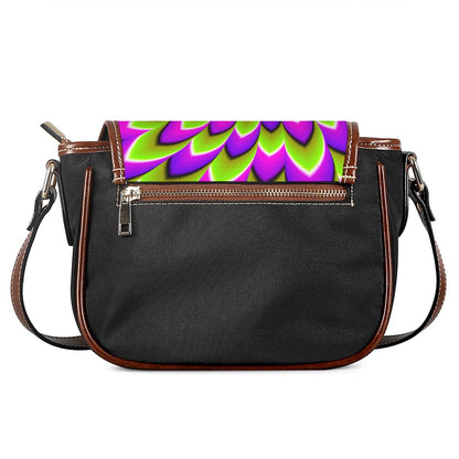 Green Expansion Moving Optical Illusion Saddle Bag