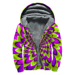 Green Expansion Moving Optical Illusion Sherpa Lined Zip Up Hoodie