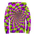 Green Expansion Moving Optical Illusion Sherpa Lined Zip Up Hoodie