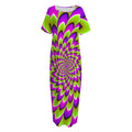 Green Expansion Moving Optical Illusion Short Sleeve Long Nightdress