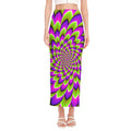 Green Expansion Moving Optical Illusion Side Slit Maxi Skirt