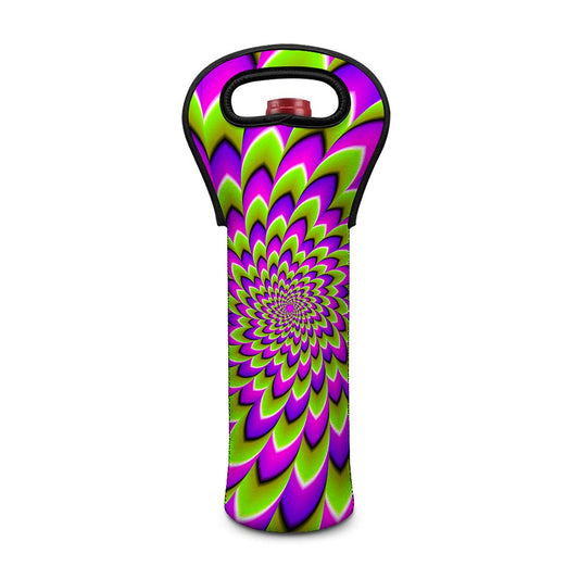 Green Expansion Moving Optical Illusion Single Neoprene Wine Tote