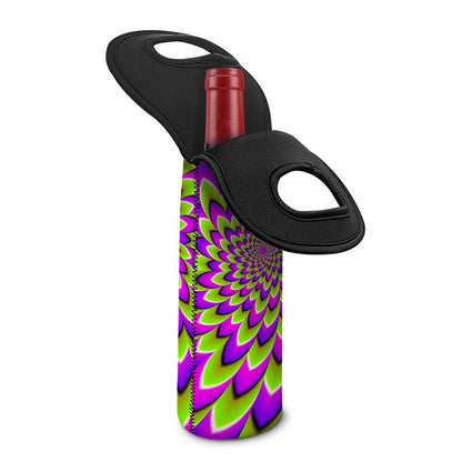 Green Expansion Moving Optical Illusion Single Neoprene Wine Tote