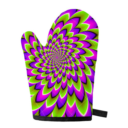 Green Expansion Moving Optical Illusion Single Oven Mitt