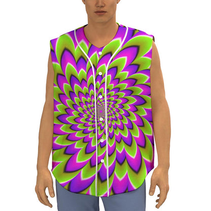 Green Expansion Moving Optical Illusion Sleeveless Baseball Jersey