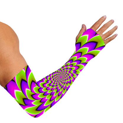 Green Expansion Moving Optical Illusion Sun Protection Arm Sleeves