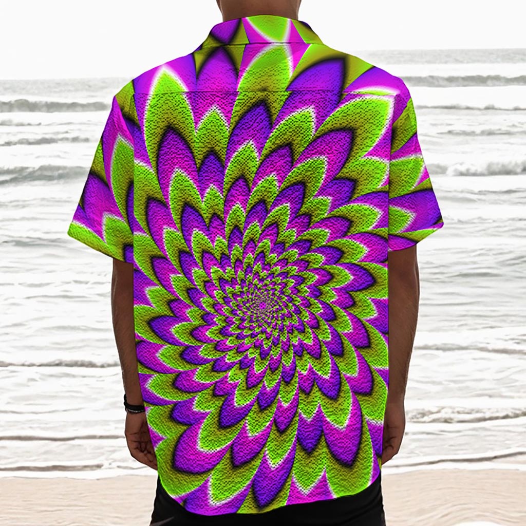Green Expansion Moving Optical Illusion Textured Short Sleeve Shirt