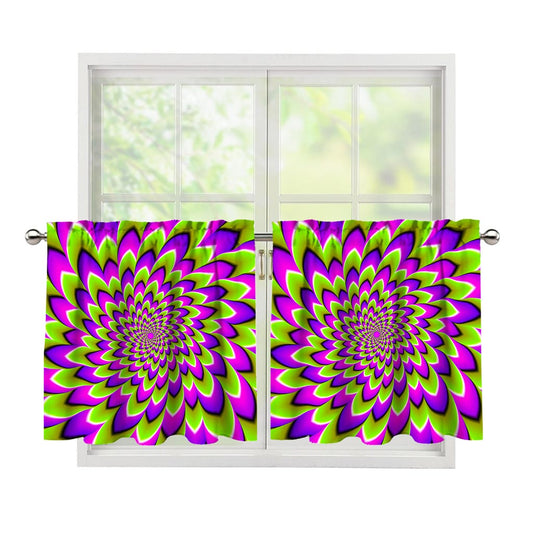 Green Expansion Moving Optical Illusion Tier Curtains