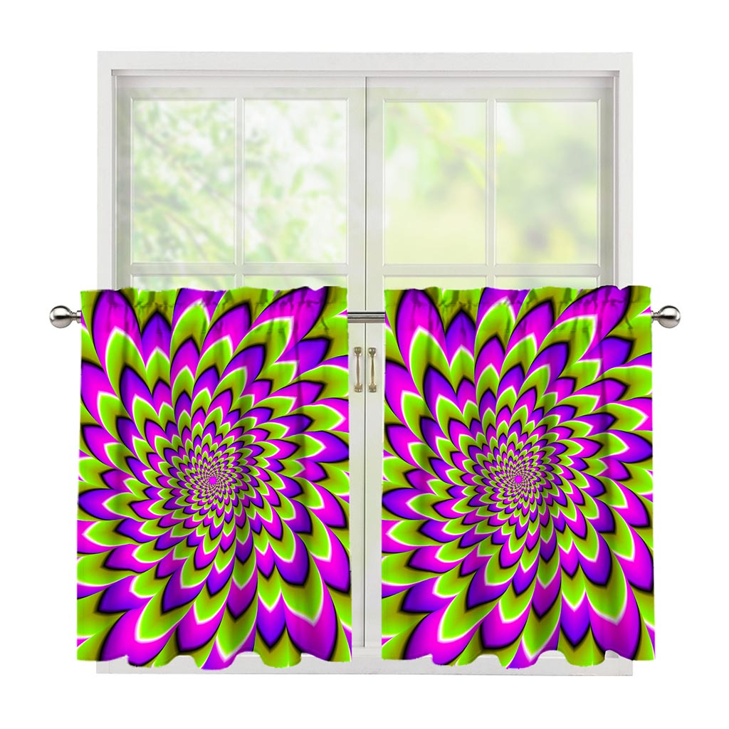 Green Expansion Moving Optical Illusion Tier Curtains