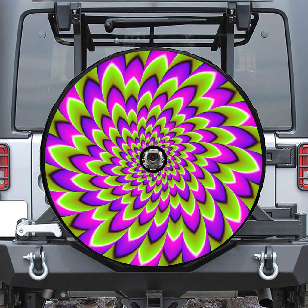 Green Expansion Moving Optical Illusion Tire Cover With Camera Hole