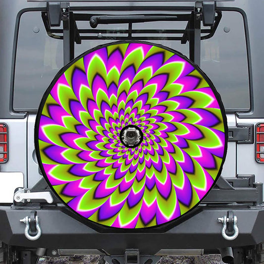 Green Expansion Moving Optical Illusion Tire Cover With Camera Hole