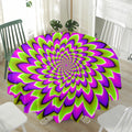 Green Expansion Moving Optical Illusion Waterproof Round Tablecloth