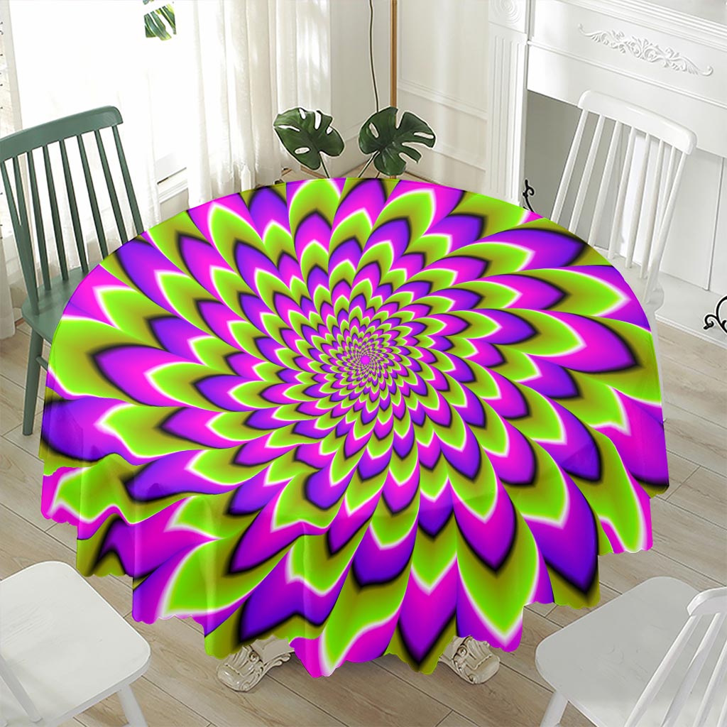 Green Expansion Moving Optical Illusion Waterproof Round Tablecloth
