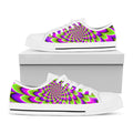 Green Expansion Moving Optical Illusion White Low Top Sneakers