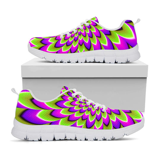 Green Expansion Moving Optical Illusion White Running Shoes