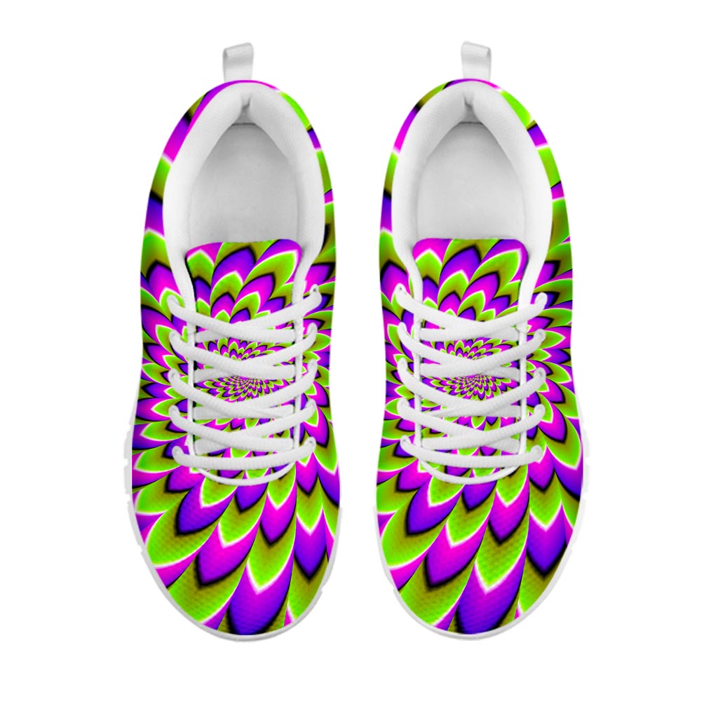 Green Expansion Moving Optical Illusion White Running Shoes