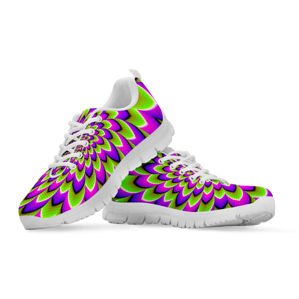 Green Expansion Moving Optical Illusion White Running Shoes